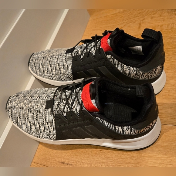 Adidas X PLR 10.5 Run Slip On Stretch Comfortable Black White Red Lightweight - Picture 2 of 11